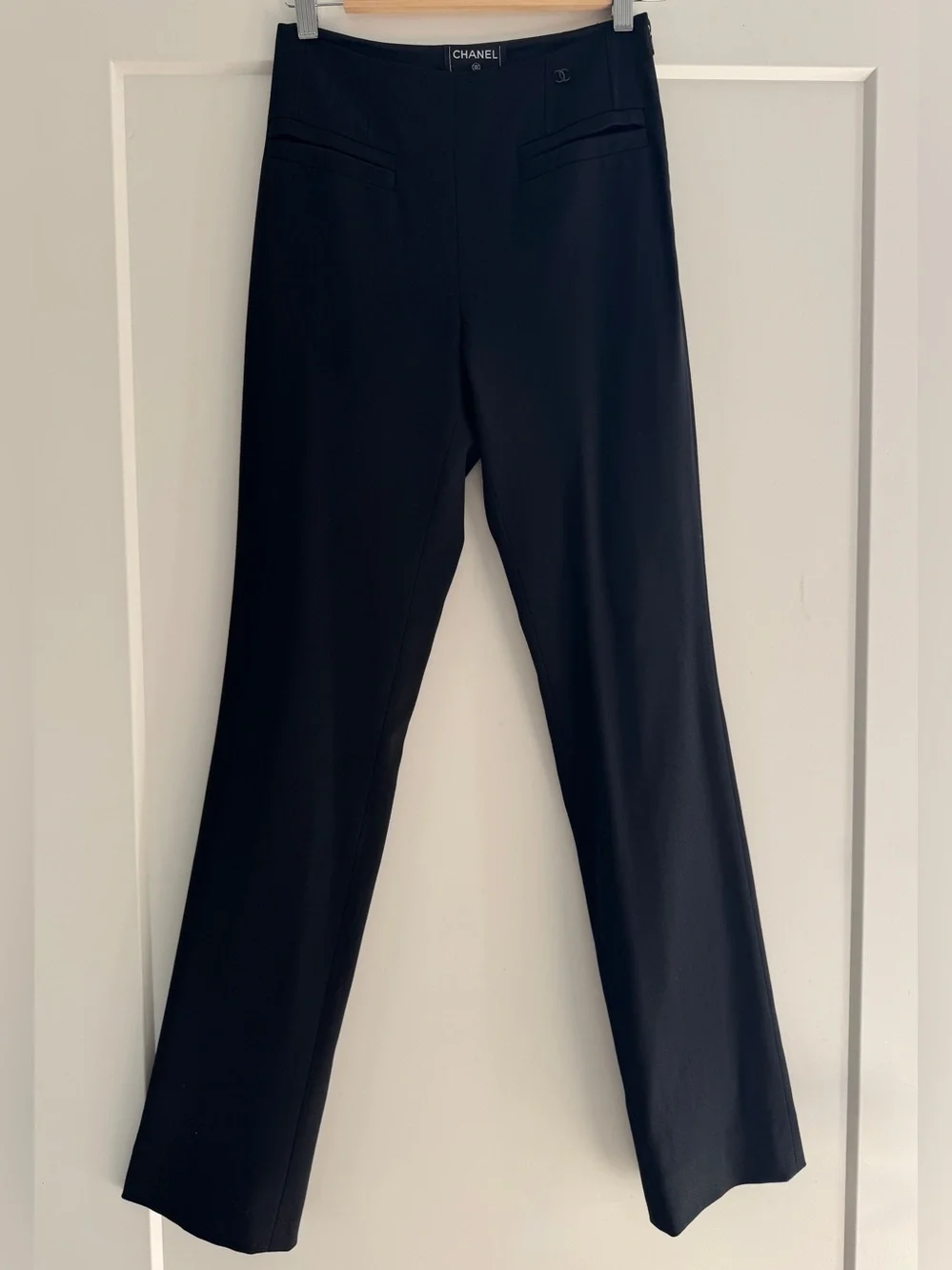 Chanel CC Enamel Logo Karl Lagerfeld Era Wool/Silk Trouser